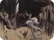 Tom roberts First sketch for Shearing the Rams oil painting artist